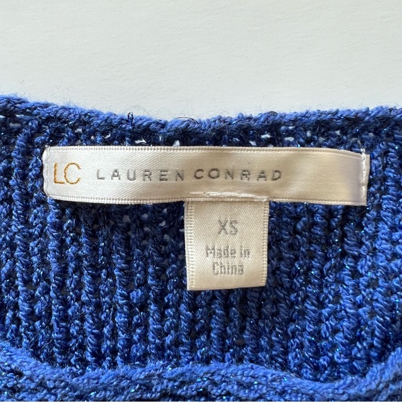 LC Lauren Conrad Blue and Black Heart Sweater, Extra Small - Picture 6 of 9